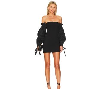 Black Off the Shoulder Ruffled Mini Dress